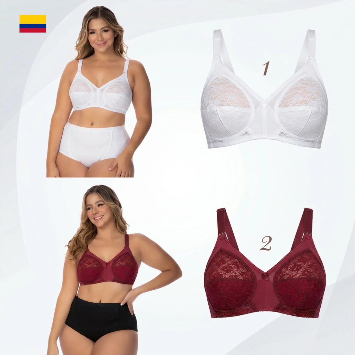 2-Pack Comfort & Lift Colombian Lace Bra (Heavy Bust Support) 294